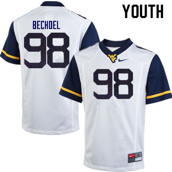 Youth #98 Leighton Bechdel West Virginia Mountaineers College Football Jerseys Sale-White - Click Image to Close